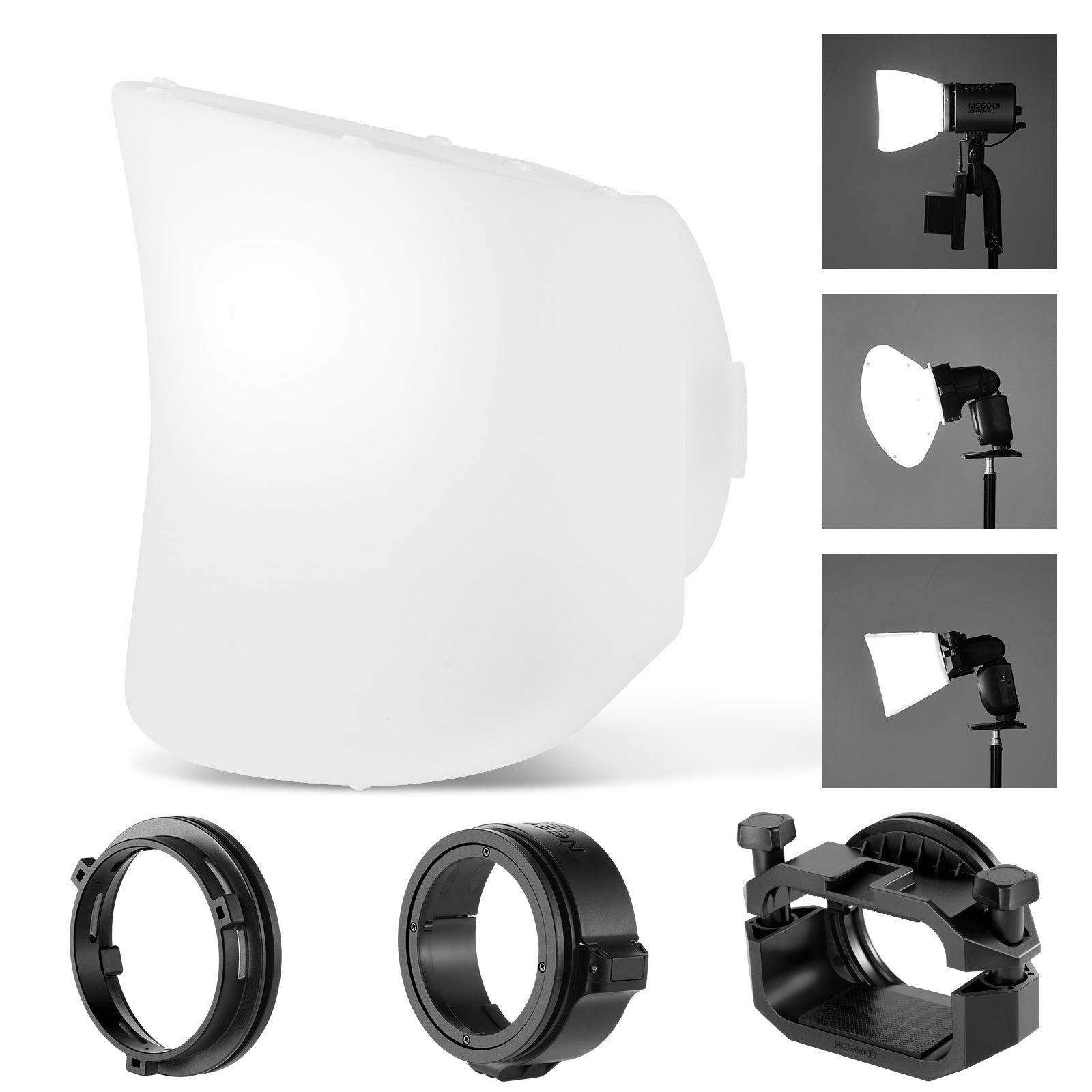 NEEWER CRS7 Softbox Diffusion Dome with 3 Adapter Rings - Perfect for Photography Lighting, Studio Softbox, and Video Lighting Equipment