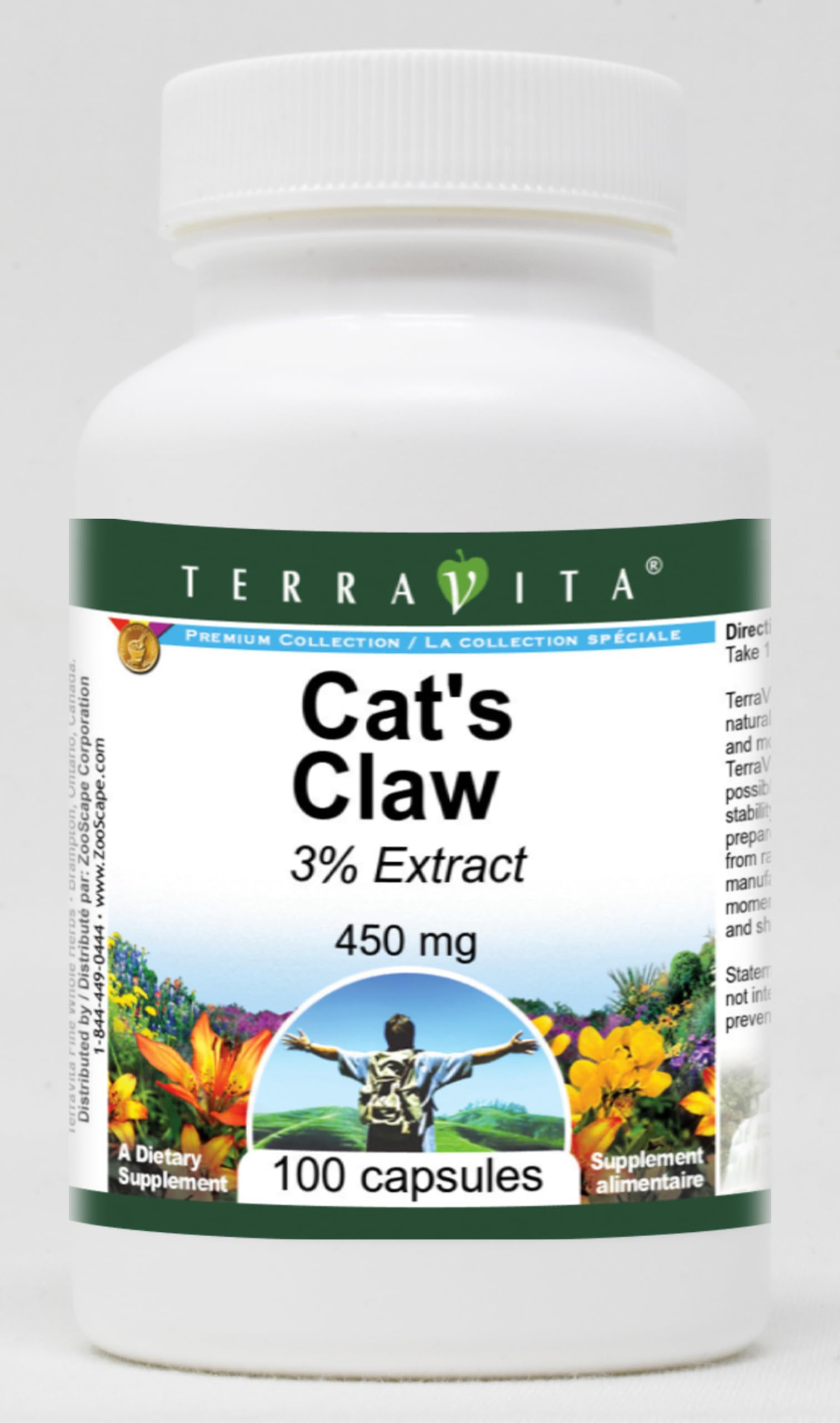 Premium Cat's Claw 3% Extract - 450mg per Capsule (100 Capsules, ZIN: 519556) - 2 Pack - Immune Support & Joint Health Supplement for Daily Wellness