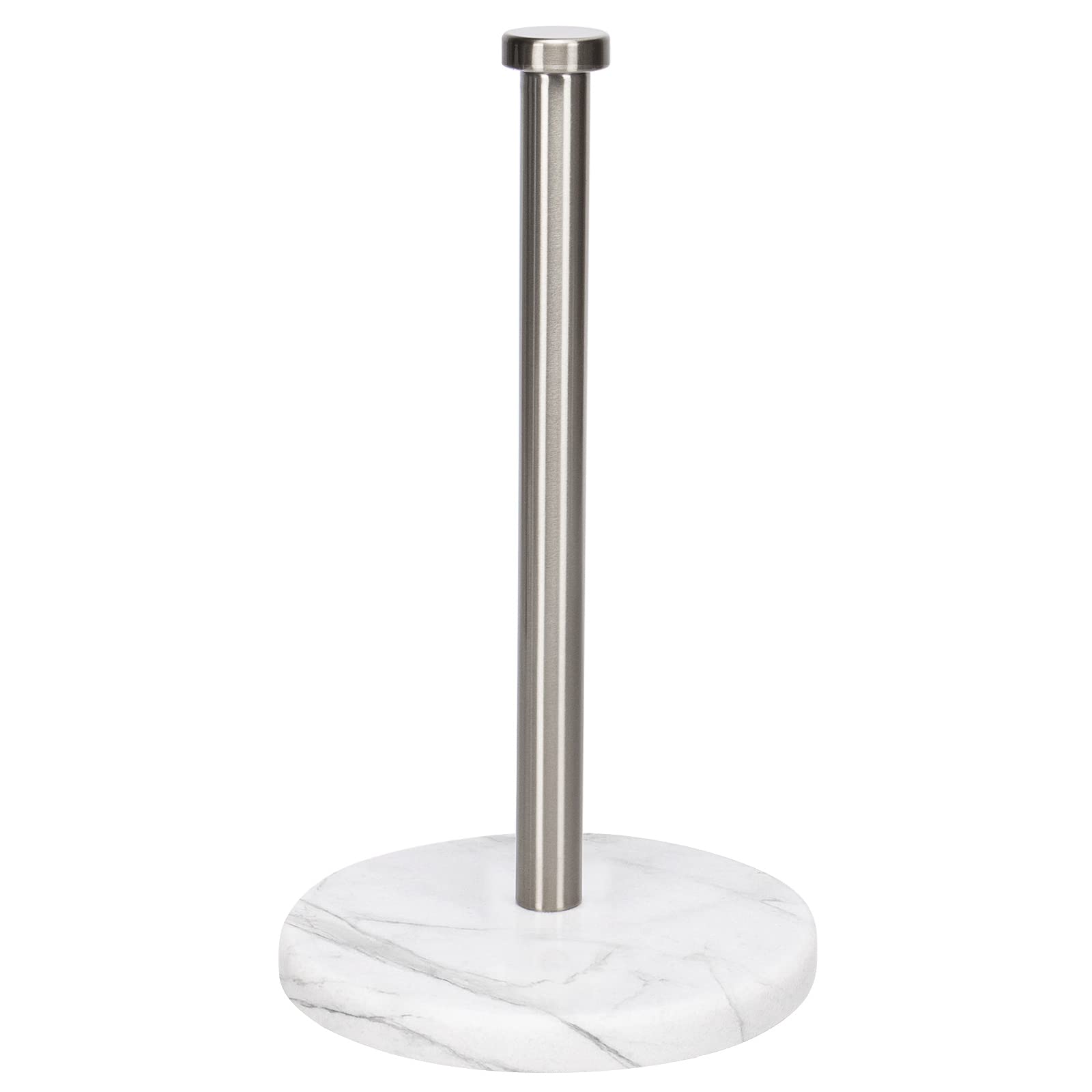 NearMoon Standing Paper Towel Holder - Brushed Nickel with Marble Base for Standard & Jumbo Rolls | Space-Saving Kitchen & Bathroom Countertop Organizer | Perfect for Cooking, Cleaning & Home Decor