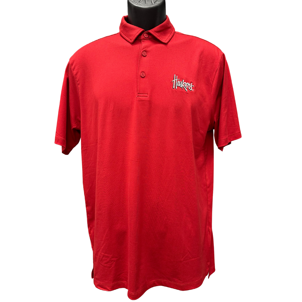 **Men's Nebraska Huskers Embroidered Script Polo Shirt - Comfortable & Stylish for Game Day, Casual Wear & Fan Outfits**