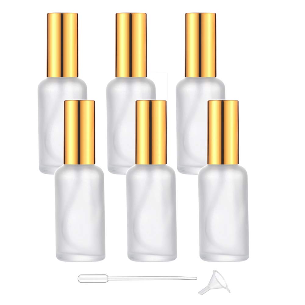 6-Pack Glass Spray Bottles (50ml/1.7oz) - Fine Mist Perfume Atomizer & Essential Oil Sprayer - Frosted Travel-Friendly Bottles for Aromatherapy, Skincare & Home Fragrance