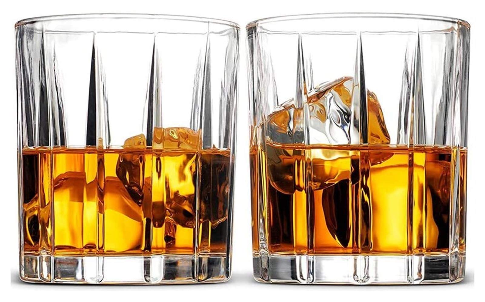 Premium Whiskey Glass Set of 2 - Elegant European Style Cocktail Glasses with Aristocratic Striped Design for Bourbon, Scotch & Old Fashioned Drinks - Perfect for Home Bars, Gifts & Entertaining