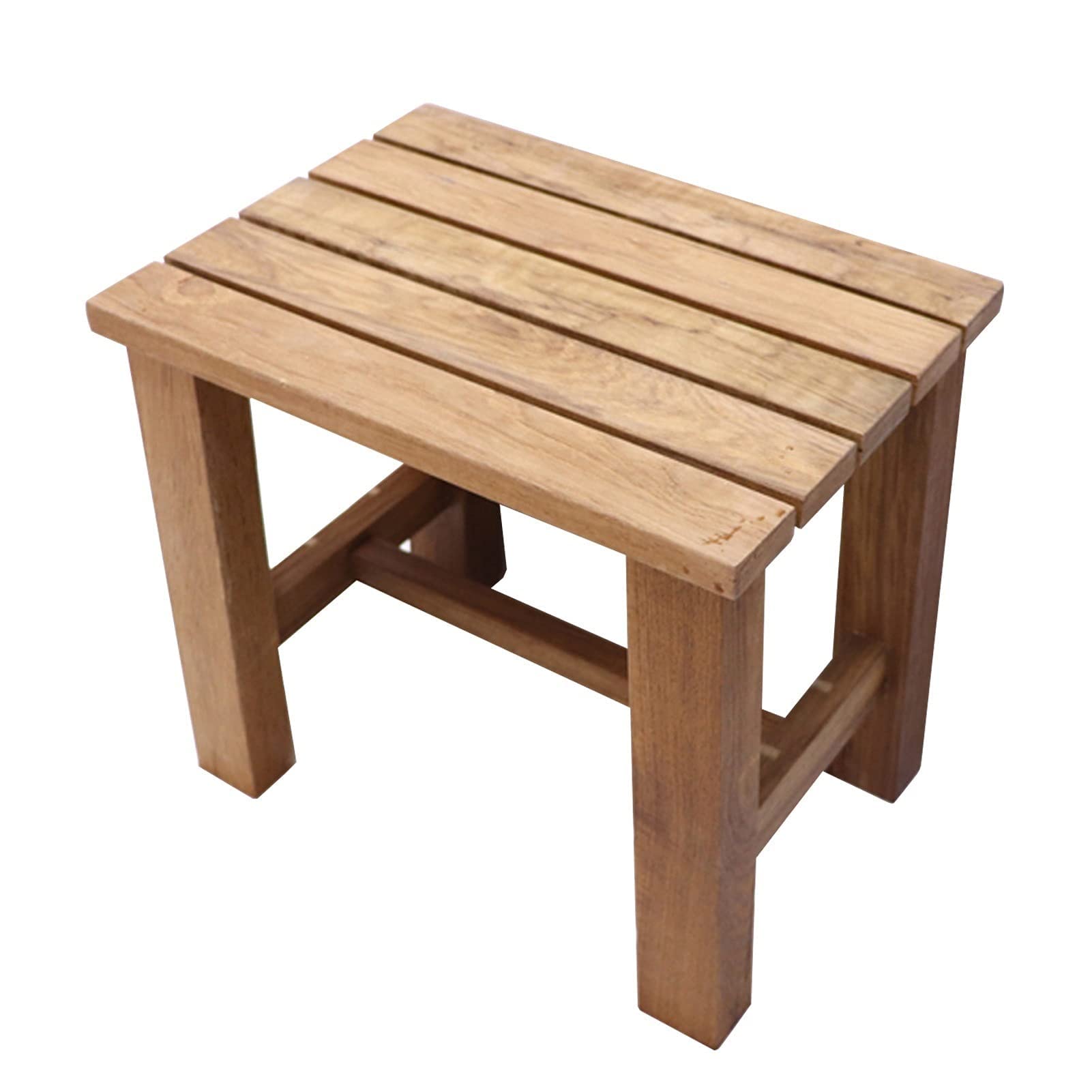 Waterproof Teak Wood Shower Bench Seat - Bathtub Shower Stool with Non-Slip Feet for Elderly & Disabled, Spa Bathing Stool, Shaving Foot Rest, Indoor/Outdoor Use for Bathroom, Patio, Garden & Yard