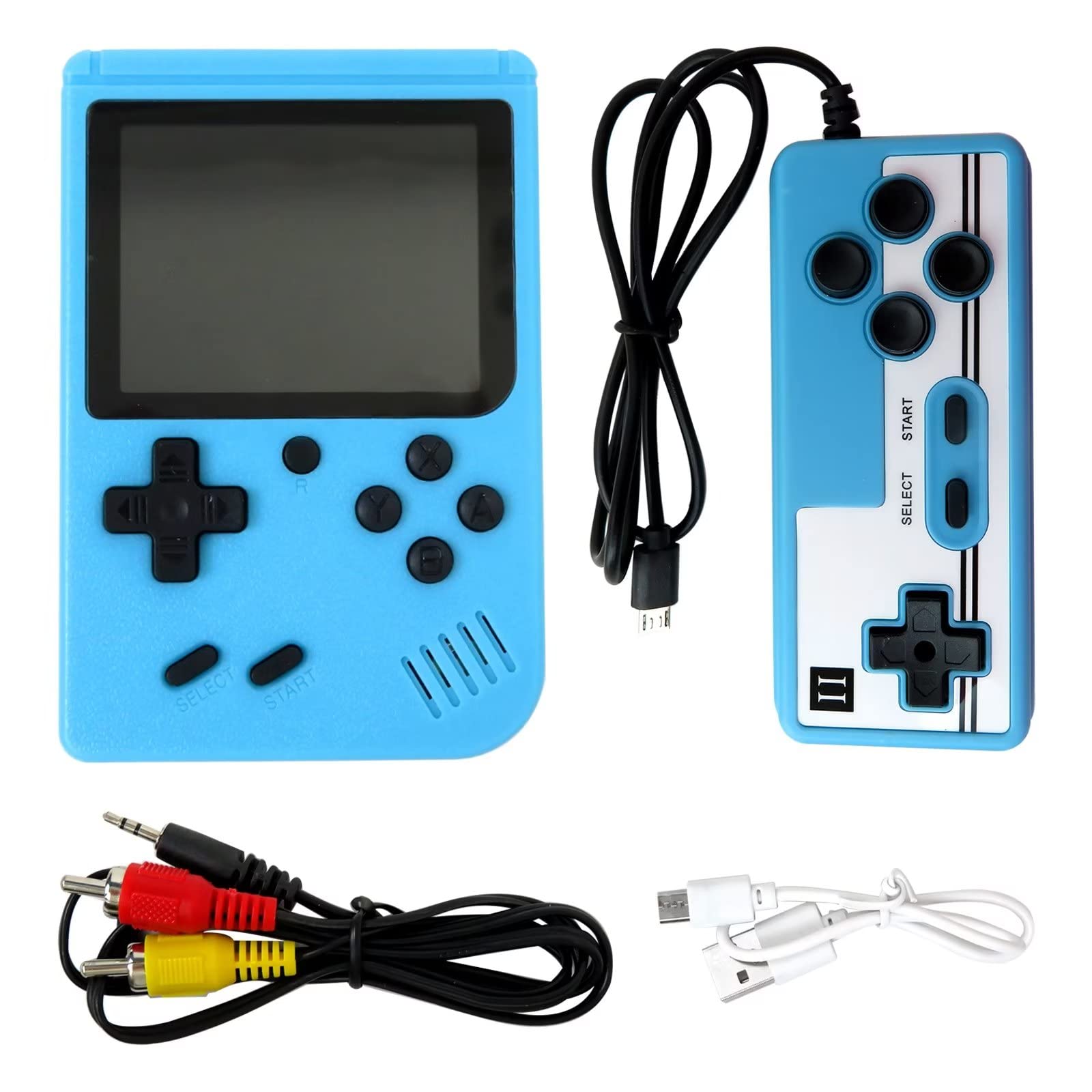 Retro Handheld Game Console - 800 in 1 Built-in Games, Portable Mini Game Player for Kids & Adults, TV Connect & 2-Player Mode, Blue - Perfect for Travel, Gifts, and Family Game Nights