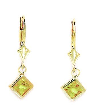 14K Yellow Gold November CZ Drop Earrings for Women - Elegant Gift for Parties