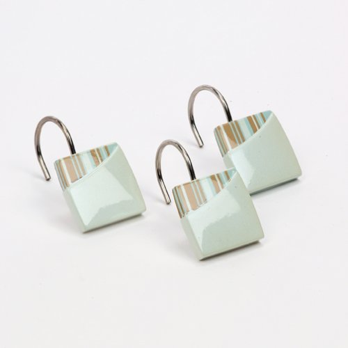 Avanti Linens By The Sea Shower Hooks - 12 Pack White Bathroom Hooks for Towels, Robes & Accessories - Rustproof Shower Curtain Hooks for Bath, Spa & Beach House Decor