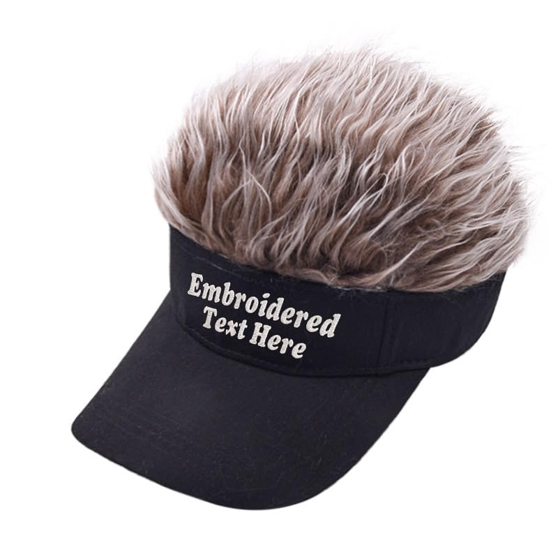 Funny Spiked Wig Baseball Cap - Custom Name Men's Golf Visor for Parties & Gifts