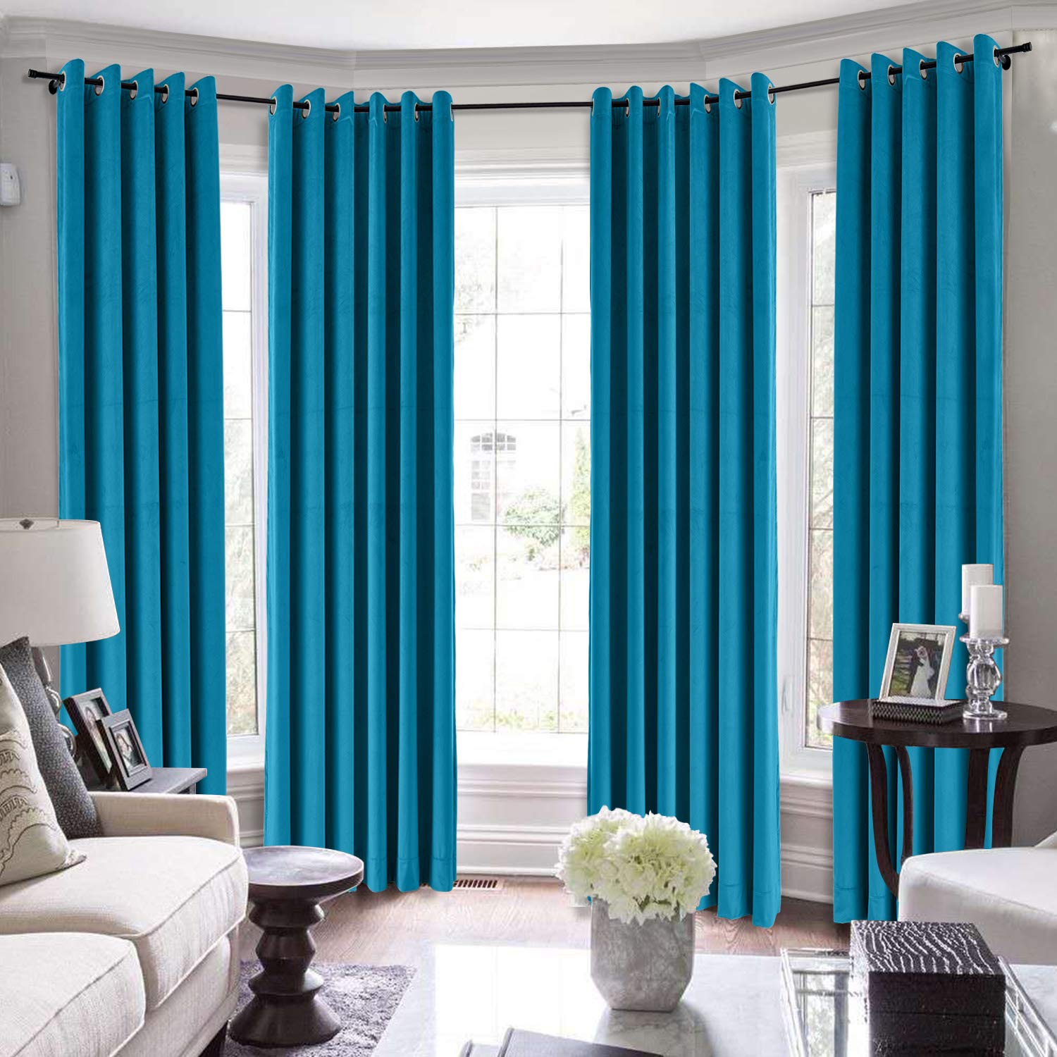 Blackout Curtains 108 Inches Long - Thermal Insulated Velvet Grommet Window Drapes for Living Room & Bedroom - 50x108 Inch Darkening Curtain Panel - Perfect for Home Theater, Nursery & Light Sleepers
