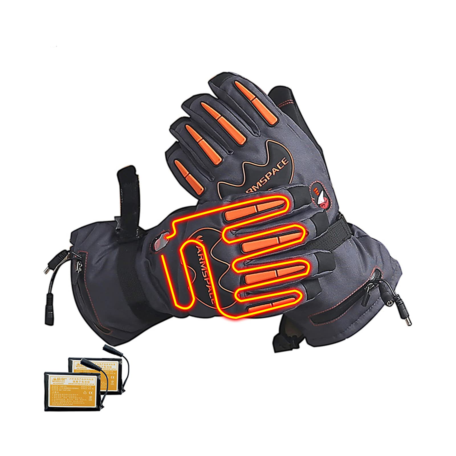 Gmjay Rechargeable Electric Heated Gloves for Men & Women - Waterproof Winter Gloves with 3 Adjustable Heating Levels & Touchscreen Compatibility - Perfect for Outdoor Work, Skiing, Hiking, and Cold Weather Activities