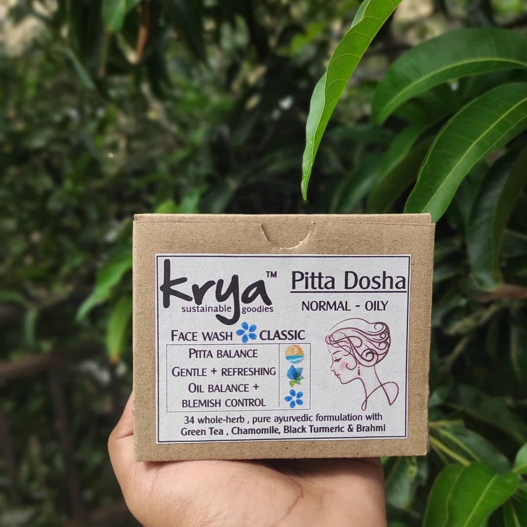 Krya Classic Ayurvedic Face Wash Powder for Oily Skin - 100% Natural & Organic Cleansing Choornam - Unclogs Pores, Balances Sebum, Brightens Skin - Perfect for Daily Skincare Routine & Acne-Prone Skin