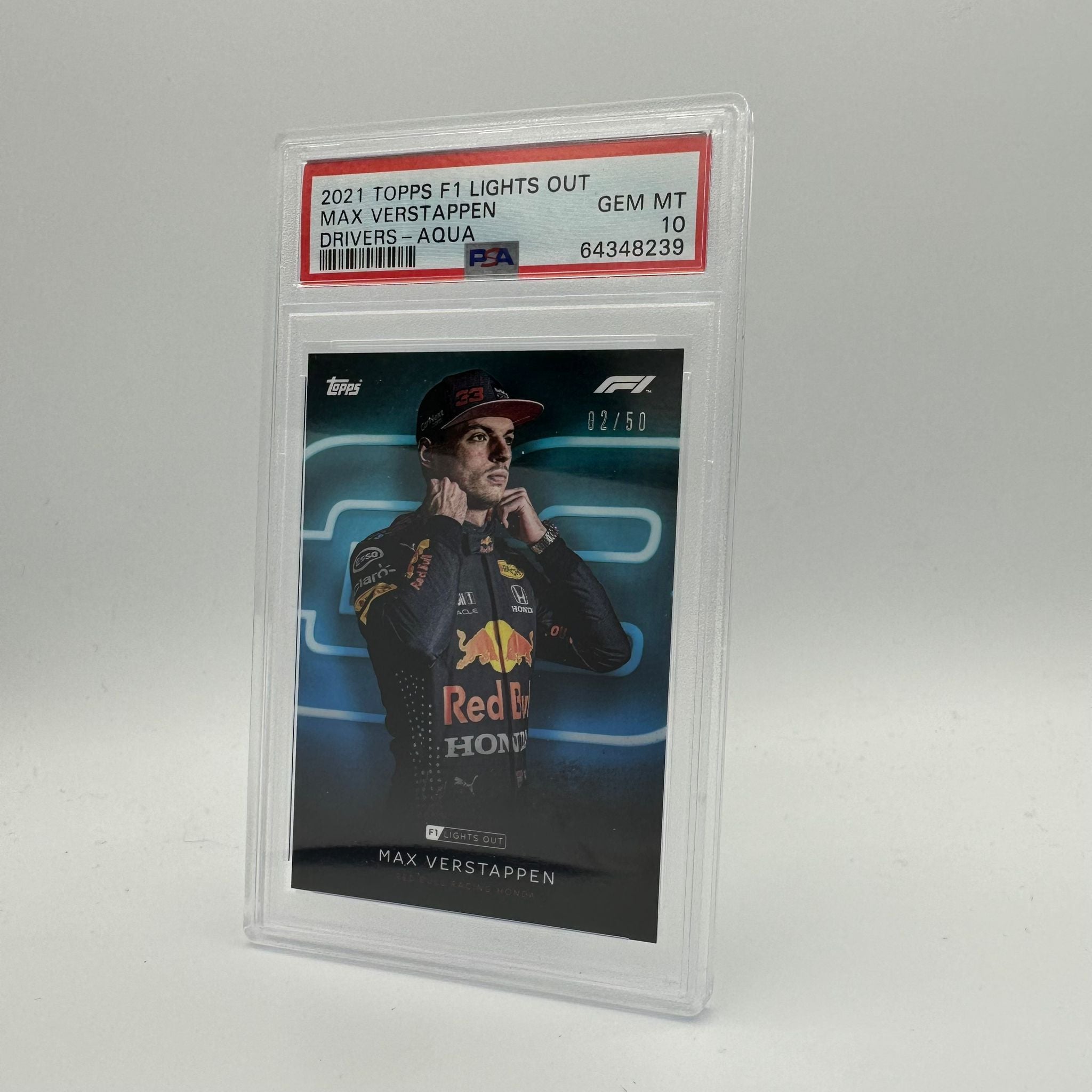 PSA 10 Graded 2002 Max Verstappen Drivers Aqua Parallel Racing Card - Perfect for F1 Collectors, Sports Memorabilia Displays & Investment Collections