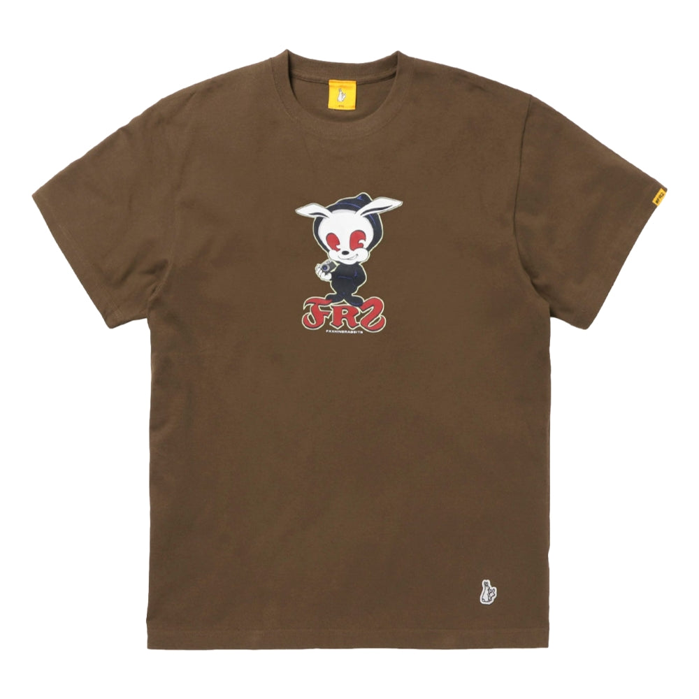 FR2 Evil Rabbit Graphic T-Shirt for Men - Brown Cotton Casual Tee for Streetwear & Urban Fashion