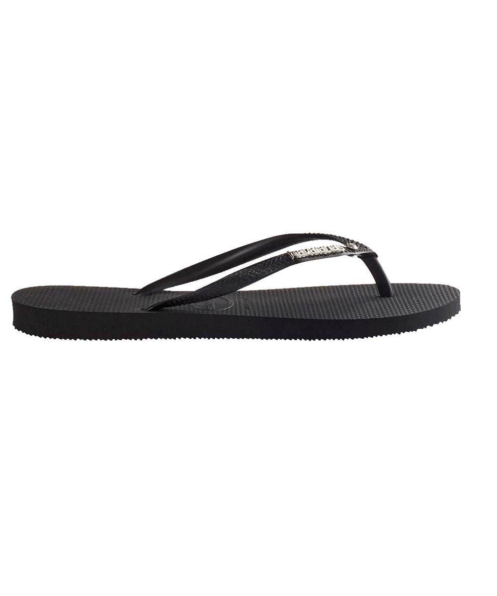 Havaianas Women's Slim Flip Flops with Metal Logo & Crystal Accents - Comfortable Summer Sandals for Beach, Pool, and Casual Wear