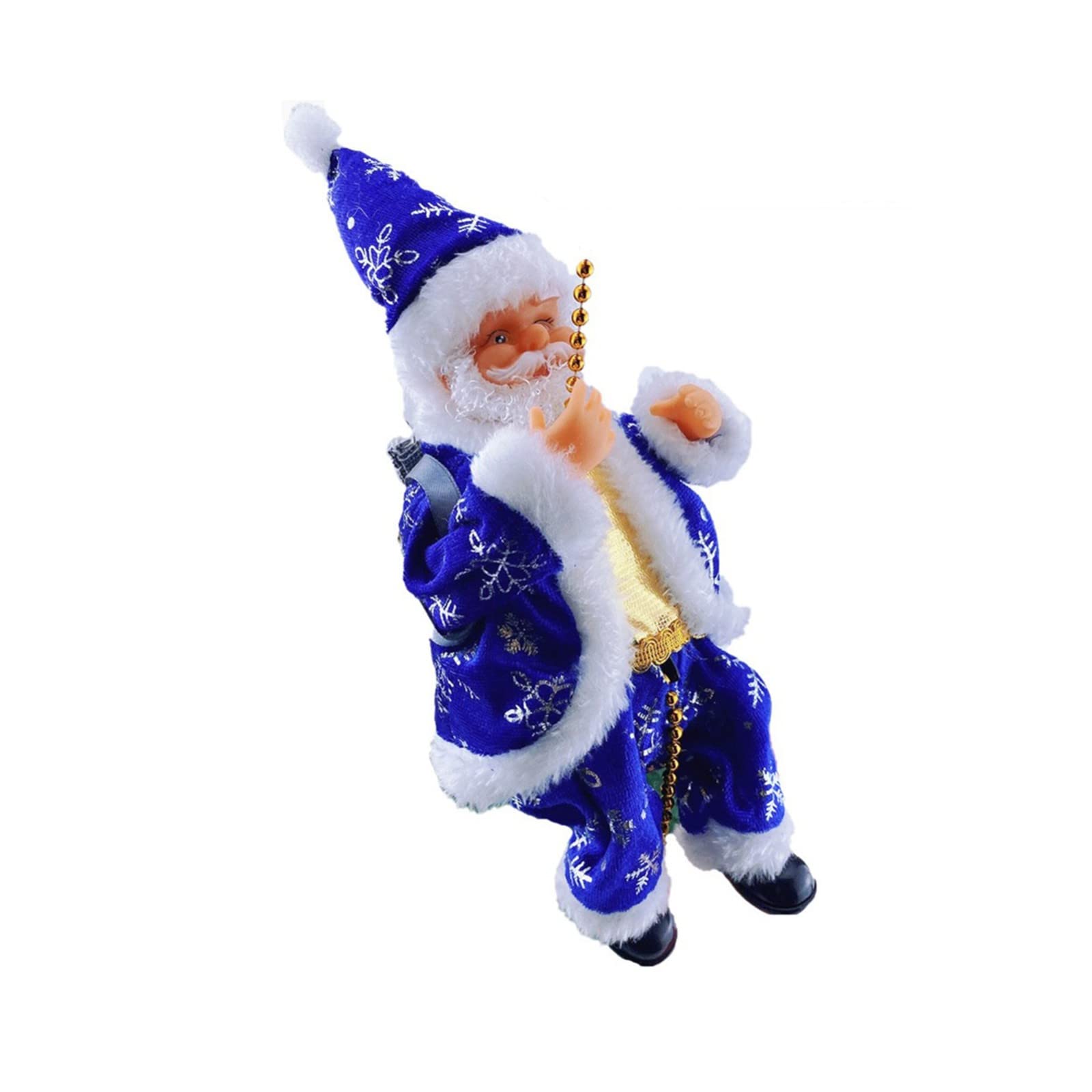 Electric Animated Climbing Santa Toy - Musical Bead Curtain with Moving Santa Claus & Hip Shaking Motion - Christmas Tree Ornament & Holiday Home Decor for Kids & Adults