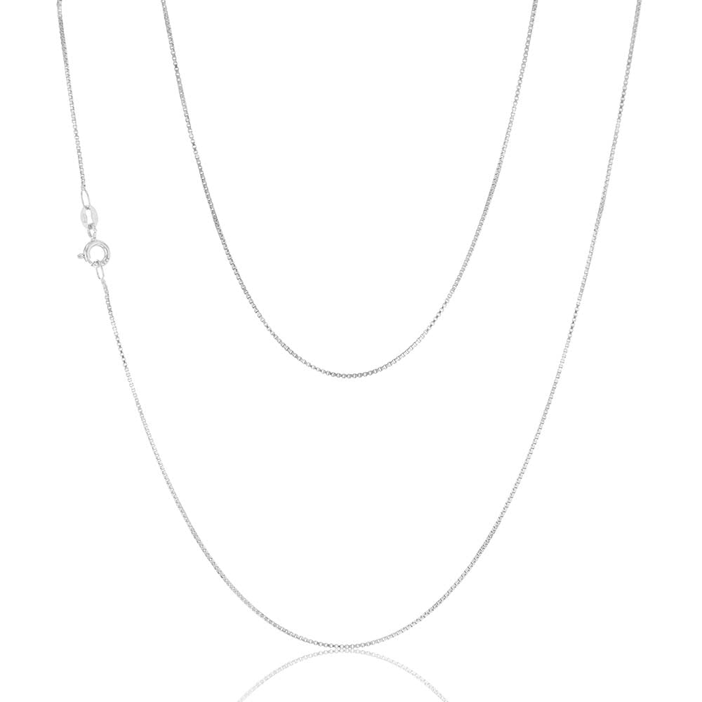 9ct White Solid Gold 15 Gauge Box Chain 51cm - Elegant Jewelry for Men & Women, Perfect for Everyday Wear, Gifts & Special Occasions