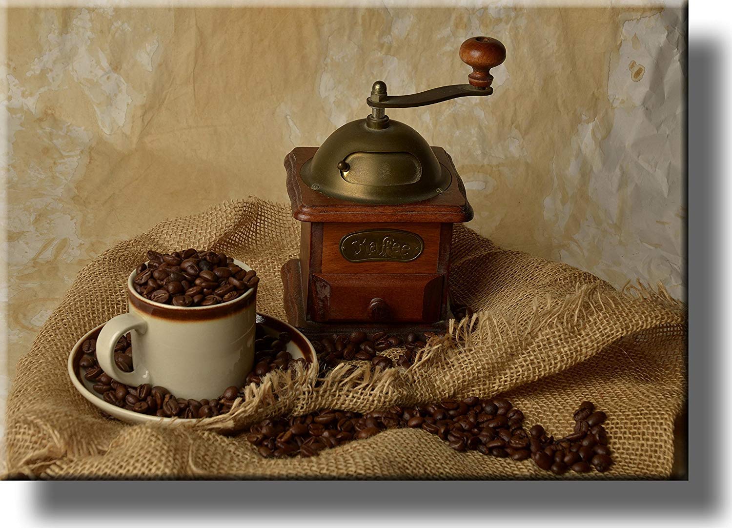 Premium Coffee Grinder Kitchen Wall Art - Stretched Canvas Print - Ready to Hang Home Décor - Perfect for Coffee Shops, Kitchens & Office Spaces