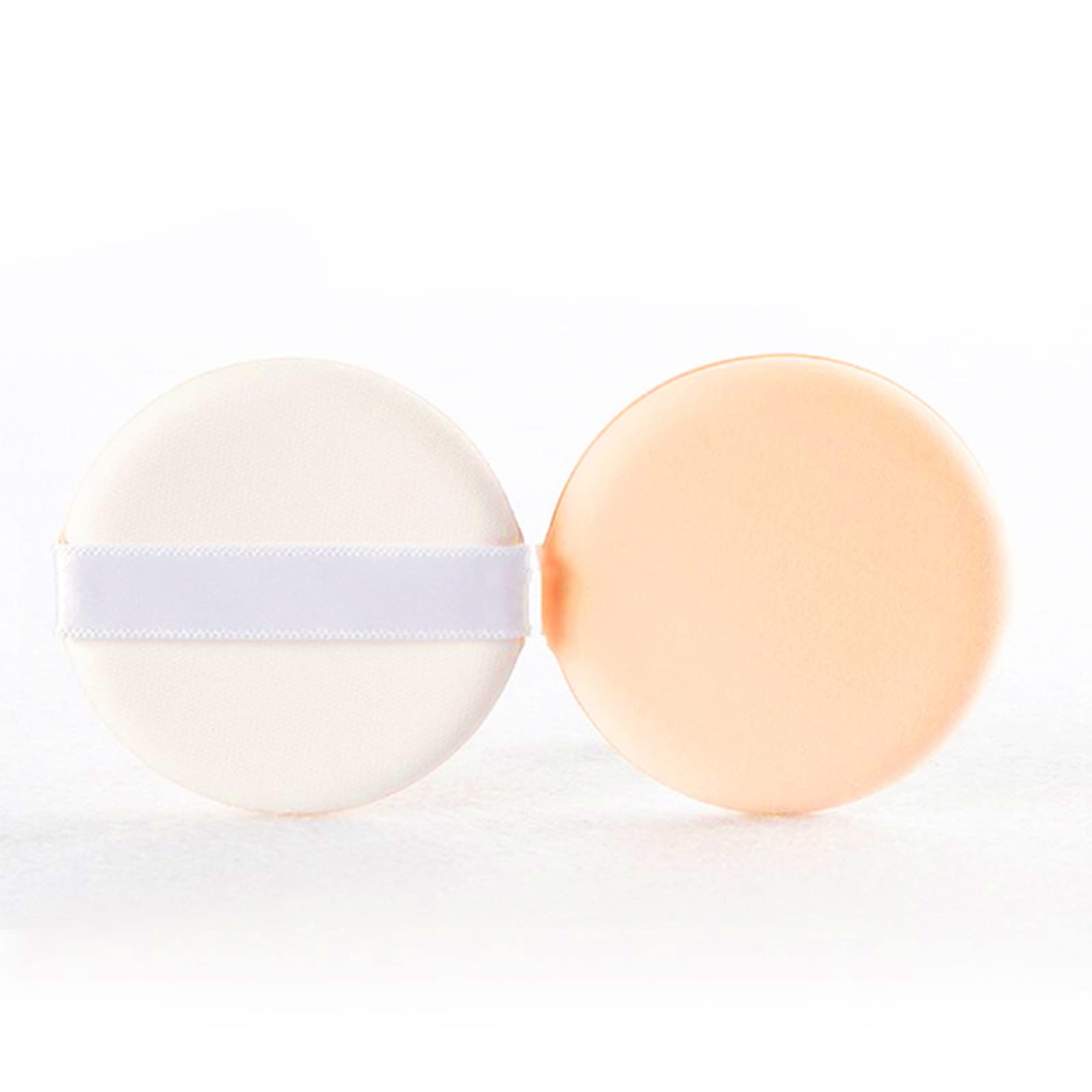 2-Pack Round Makeup Powder Puffs with Strap - Reusable Soft Sponge Applicator for Pressed Powder, Loose Powder & Talcum - Perfect for Wet/Dry Foundation Application (Nude) | Ideal for Travel, Touch-ups & Professional Makeup Kits