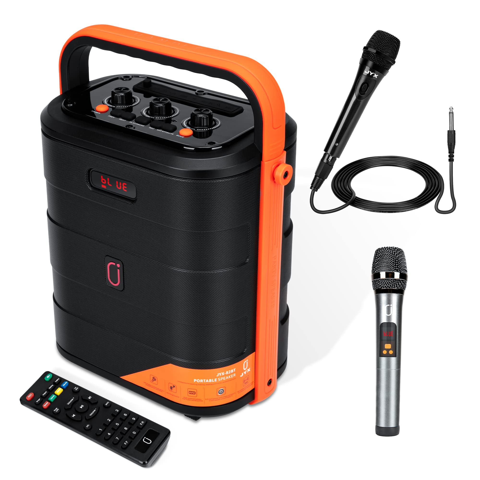 JYX Karaoke Machine with 2 Wireless Microphones - Portable Bluetooth Speaker for Home Parties, Singing & Entertainment - Perfect for Family Gatherings, Birthday Celebrations & Outdoor Events