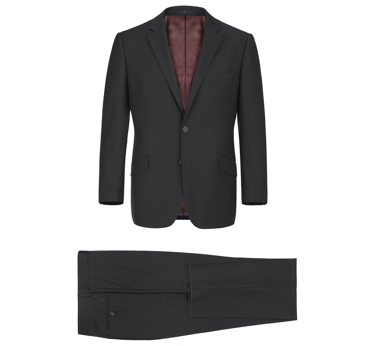 Alessandro Vitello by Renoir Slim Fit Solid Notch Lapel 2 Piece Suit for Men - Classic Business Formal Attire for Weddings, Office & Special Occasions