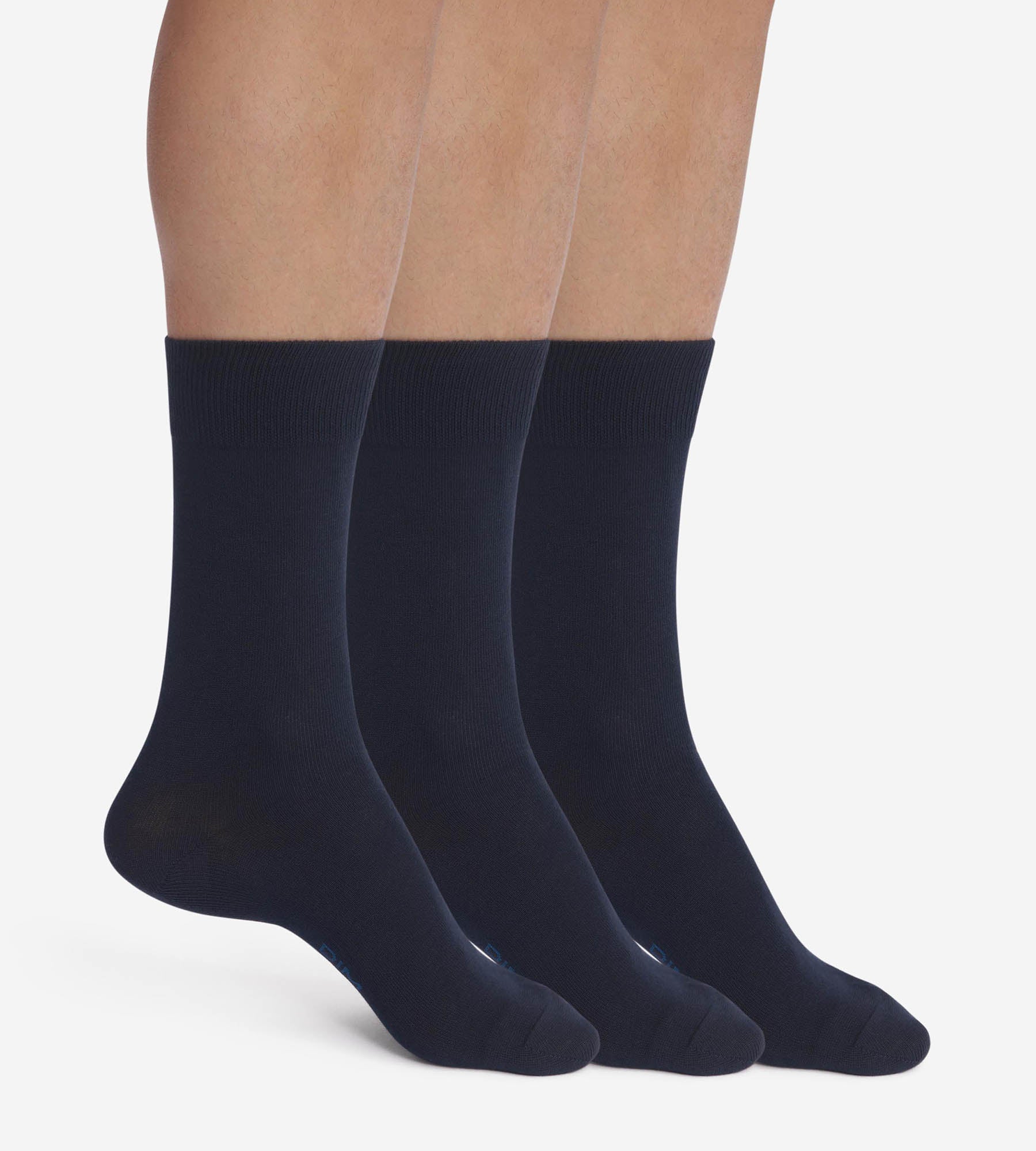 3 Pairs Men's Navy Blue Cotton Socks - Soft & Comfortable for Daily Wear, Work & Sports
