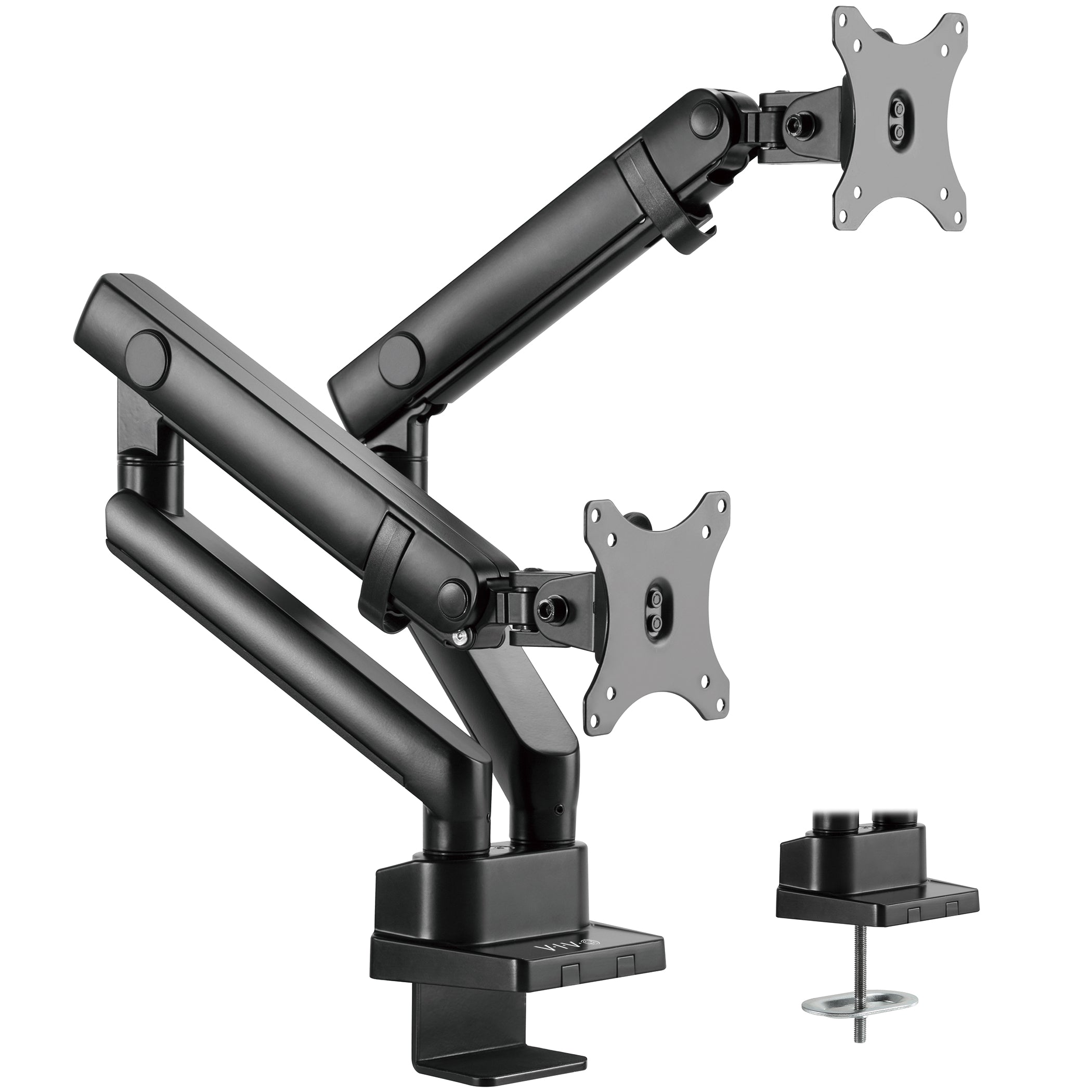 Adjustable Pneumatic Dual Monitor Arm Stand for 17-32 Inch Screens - Ergonomic Desk Mount for Home Office & Gaming Setup