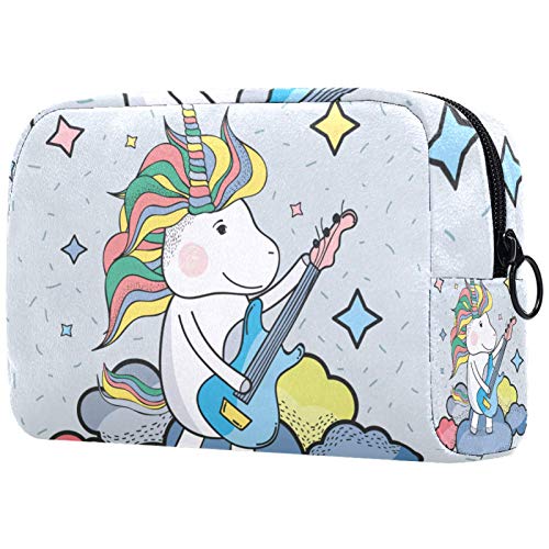 Cute Unicorn Guitar Cosmetic Bag - Waterproof Travel Makeup Organizer for Women & Girls