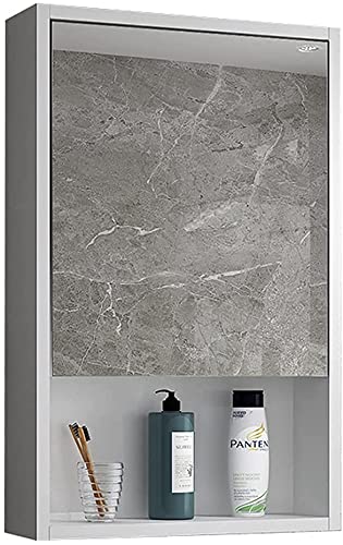 Amuktaa Solid Wood Wall Mounted Bathroom Cabinet with Double Mirror Door - Storage Shelf for Towels, Tissues & Toiletries - Perfect for Small Bathrooms, Powder Rooms & Vanity Areas