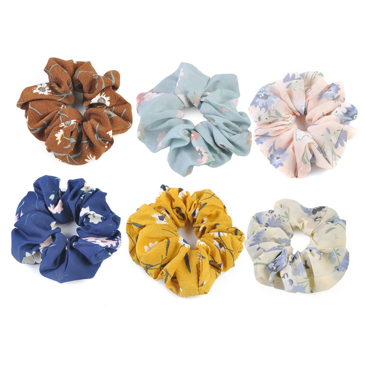 Beavorty 6 Pack Pink and White Scrunchie Hair Ties for Women & Girls - Soft Elastic Ponytail Holders, Hair Ribbons, Headbands for School, Work, Sports, and Everyday Use
