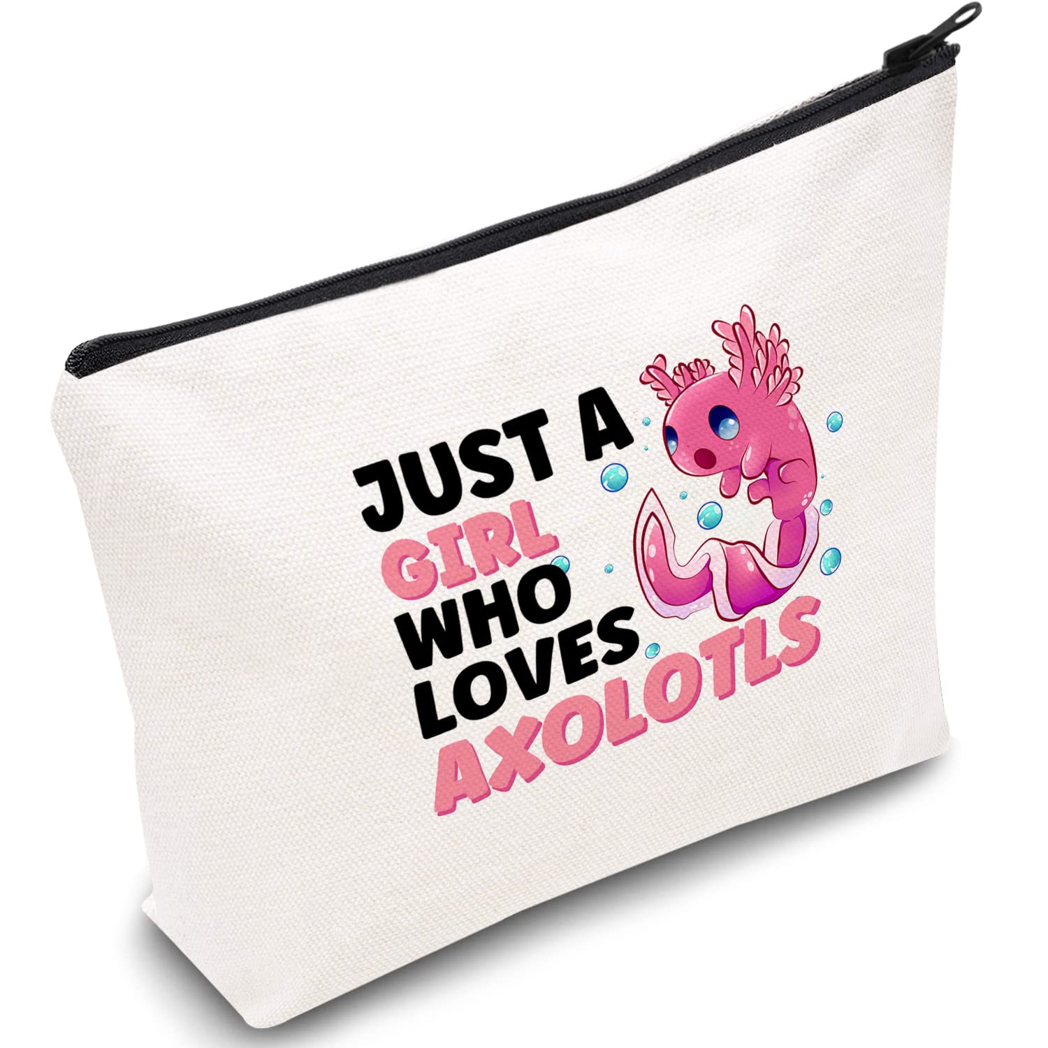 Cute Axolotl Makeup Bag - Waterproof Toiletry Travel Pouch with Zipper - Funny Gifts for Women, Men & Teen Girls - Perfect for Cosmetics, Travel & Daily Use