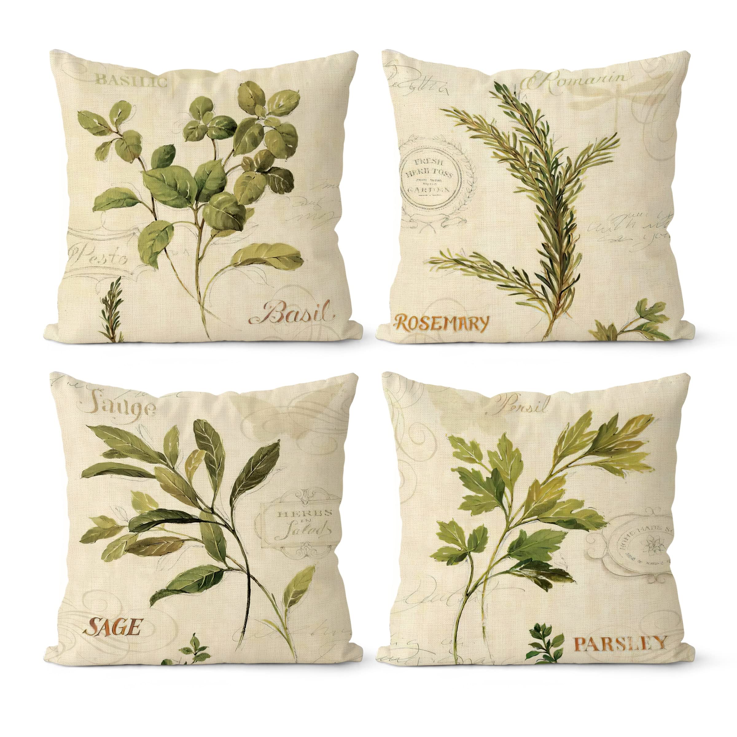 Sage Green Linen Pillow Covers 18x18 Inch Set of 4 - Farmhouse Decorative Throw Pillow Cases for Couch, Living Room, Bedroom - Rustic Home Decor for Fall Season & Cozy Indoor/Outdoor Use
