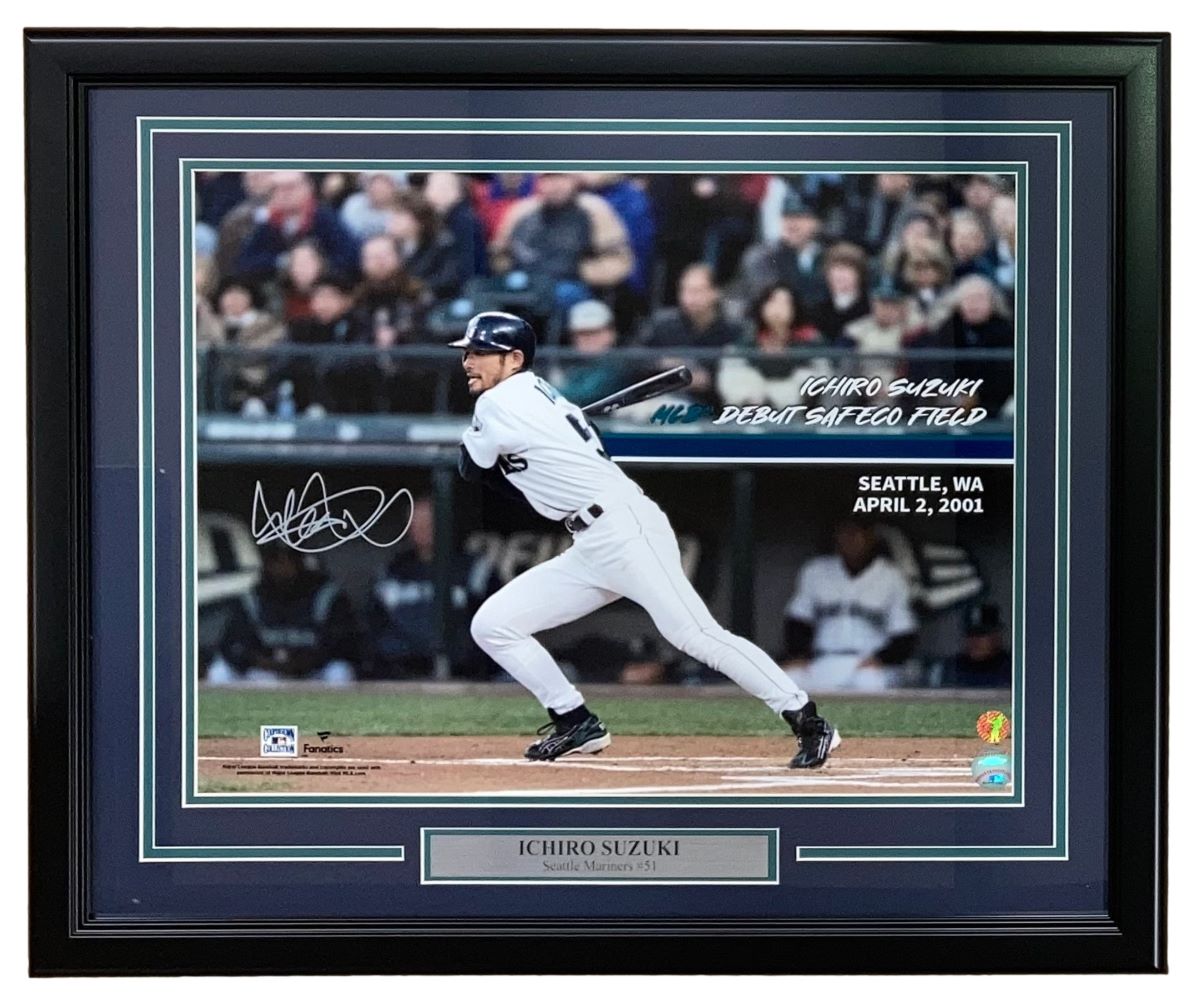 Ichiro Suzuki Autographed Framed 16x20 Photo - Seattle Mariners MLB Debut with COA - Perfect for Baseball Memorabilia Collections and Sports Fan Cave Decor