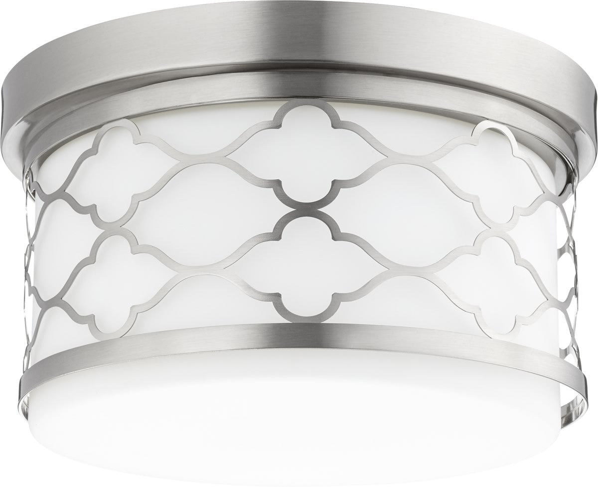 12W 2-Light Ceiling Flush Mount Light Fixture in Satin Nickel Finish - Perfect for Bedroom, Hallway, and Entryway Lighting