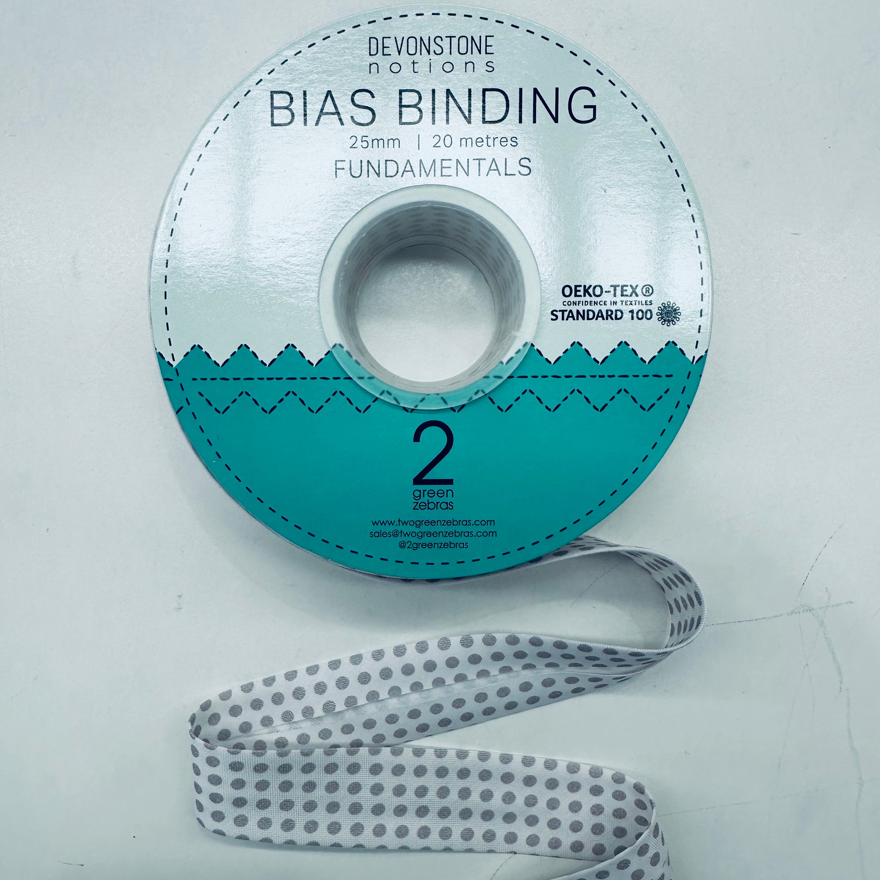 Silver Gum Spot 25mm/1 Inch Bias Binding Tape - DVBB2933 - Perfect for Quilting, Sewing & DIY Craft Projects