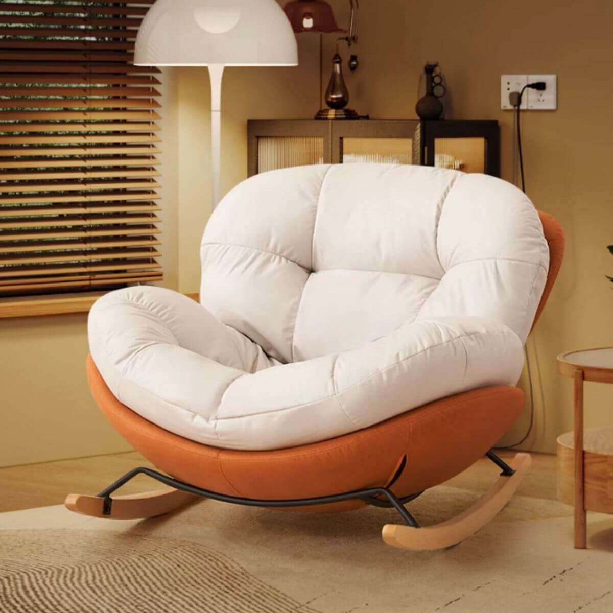 Modern Natural Wood Rocking Chair - Indoor Non-Scratch Stain-Resistant Armless Design for Living Room, Nursery & Relaxation