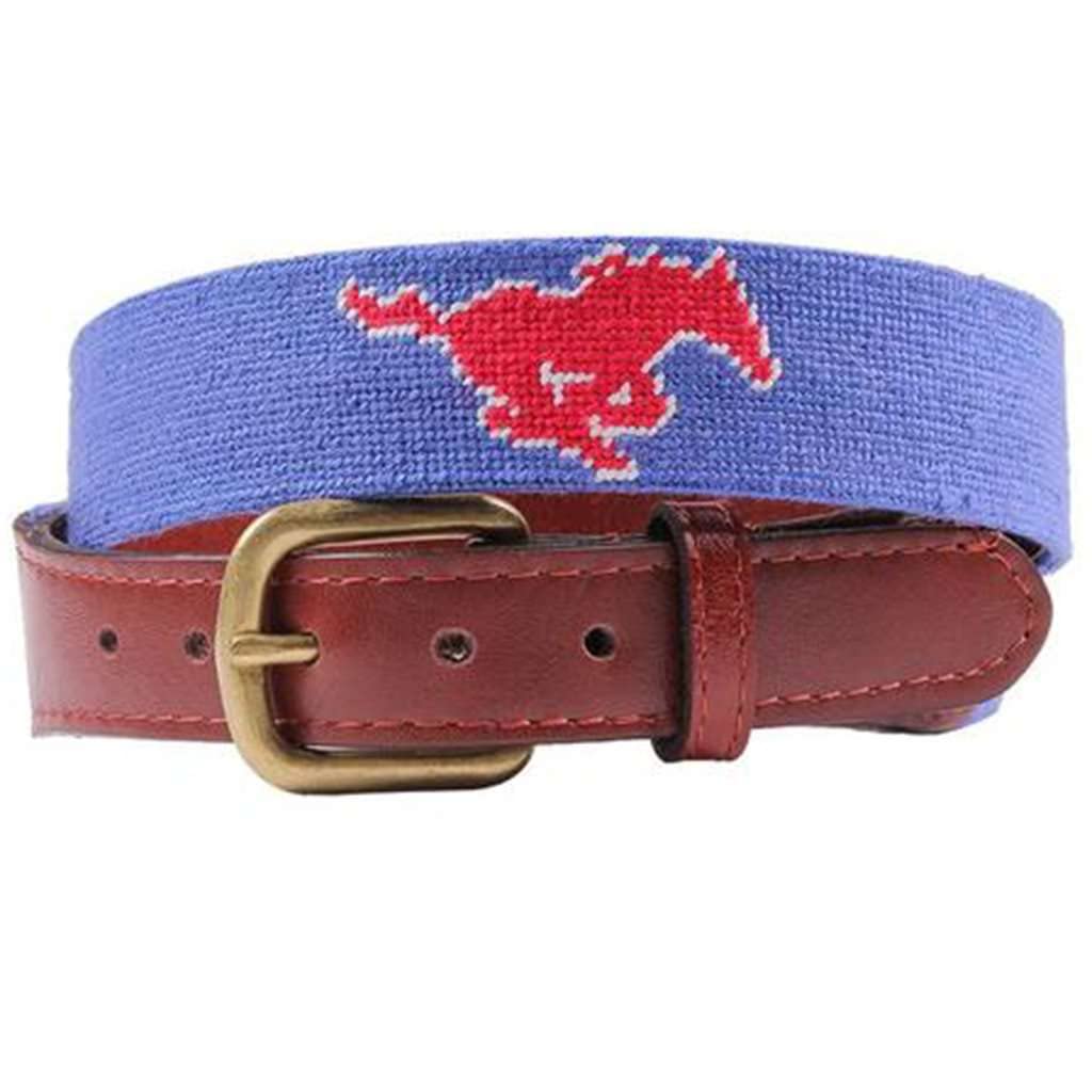 Smathers & Branson Southern Methodist University Needlepoint Belt - Preppy Style Accessory for SMU Alumni & Fans - Perfect for Gameday, Graduation & Formal Events