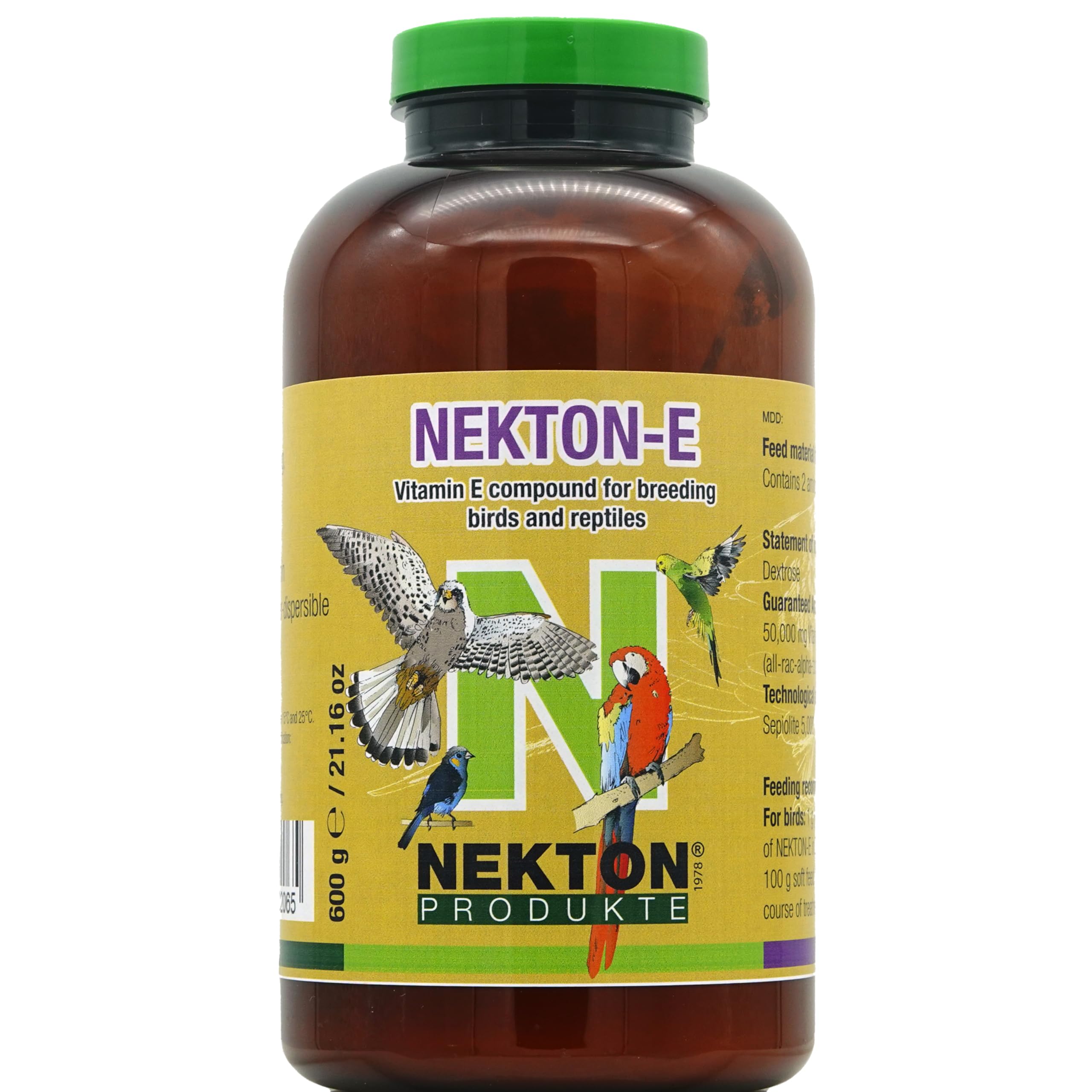 Nekton E Vitamin E Supplement for Birds - 600gm | Supports Feather Health & Immune System | Ideal for Parrots, Canaries & Finches