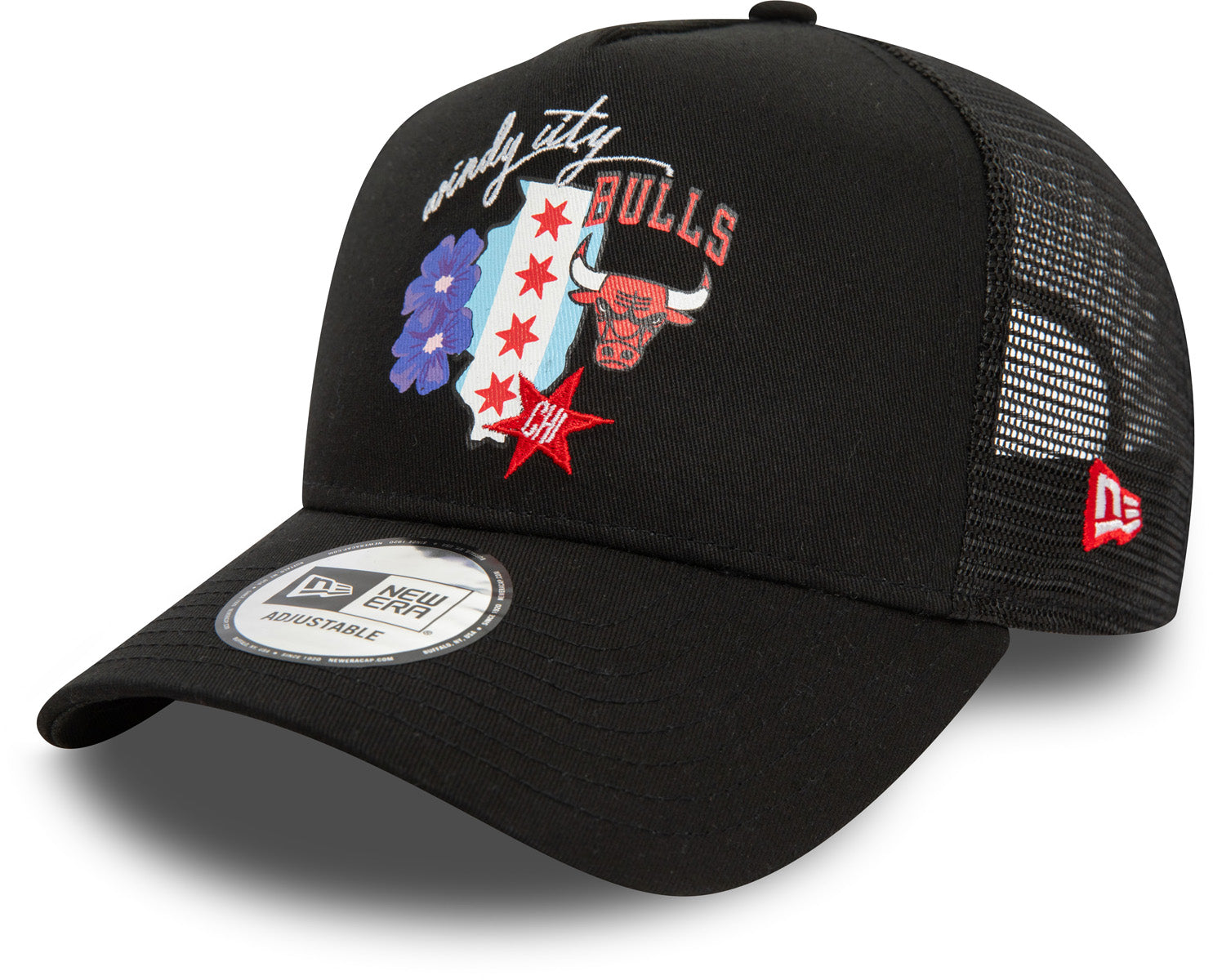 Chicago Bulls New Era NBA Team Logo Black Trucker Cap - Adjustable Snapback Hat for Men & Women - Perfect for Basketball Games, Sports Events & Streetwear Fashion