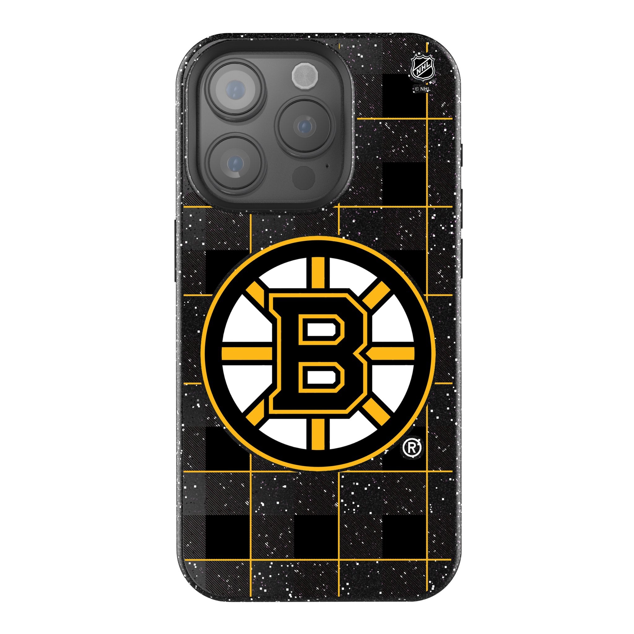 Boston Bruins Plaid Bling Rhinestone Phone Case for iPhone & Samsung - Hockey Fan Accessories for Games & Parties