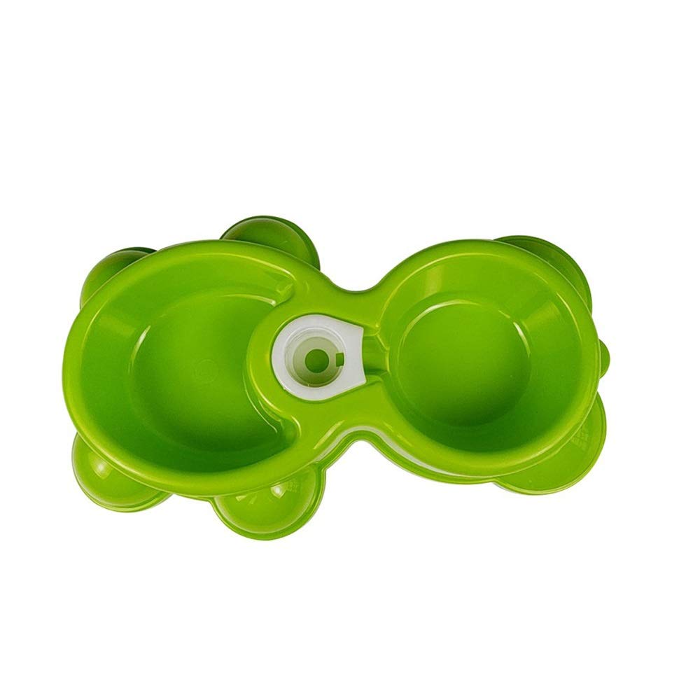 Automatic Pet Feeder & Water Dispenser - Double Bowl for Dogs & Cats, Plastic Pet Food Dish with Water Bowl, Green - Perfect for Home, Travel, and Daily Feeding Needs