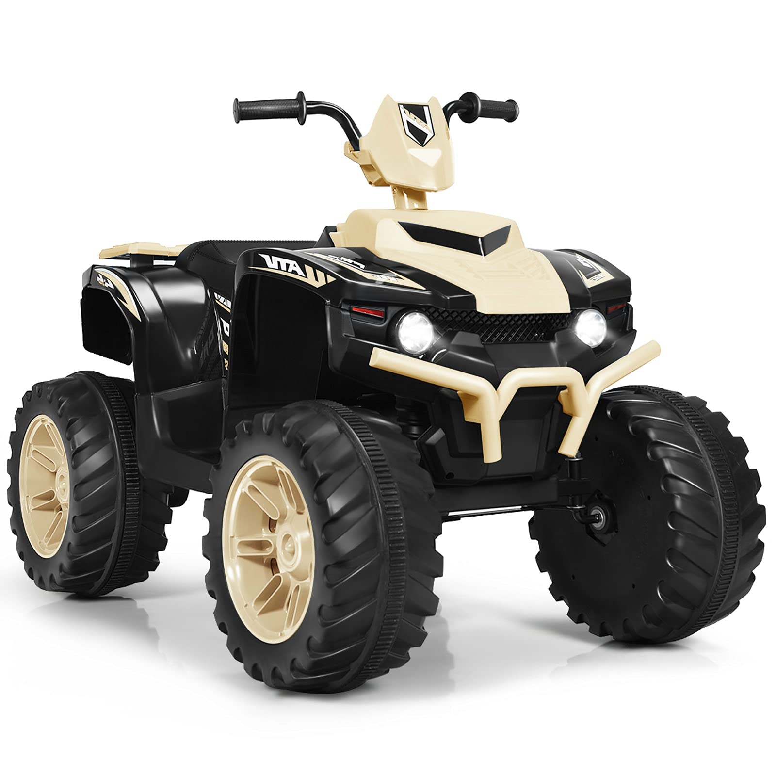 HONEY JOY 12V Kids Electric Ride-On ATV Quad - 4-Wheeler Battery Powered Toy with 2 Speeds, LED Headlights, Slow Start, Horn & Music - Treaded Tires for Outdoor & Indoor Play - Perfect Birthday Gift for Toddlers (Yellow)