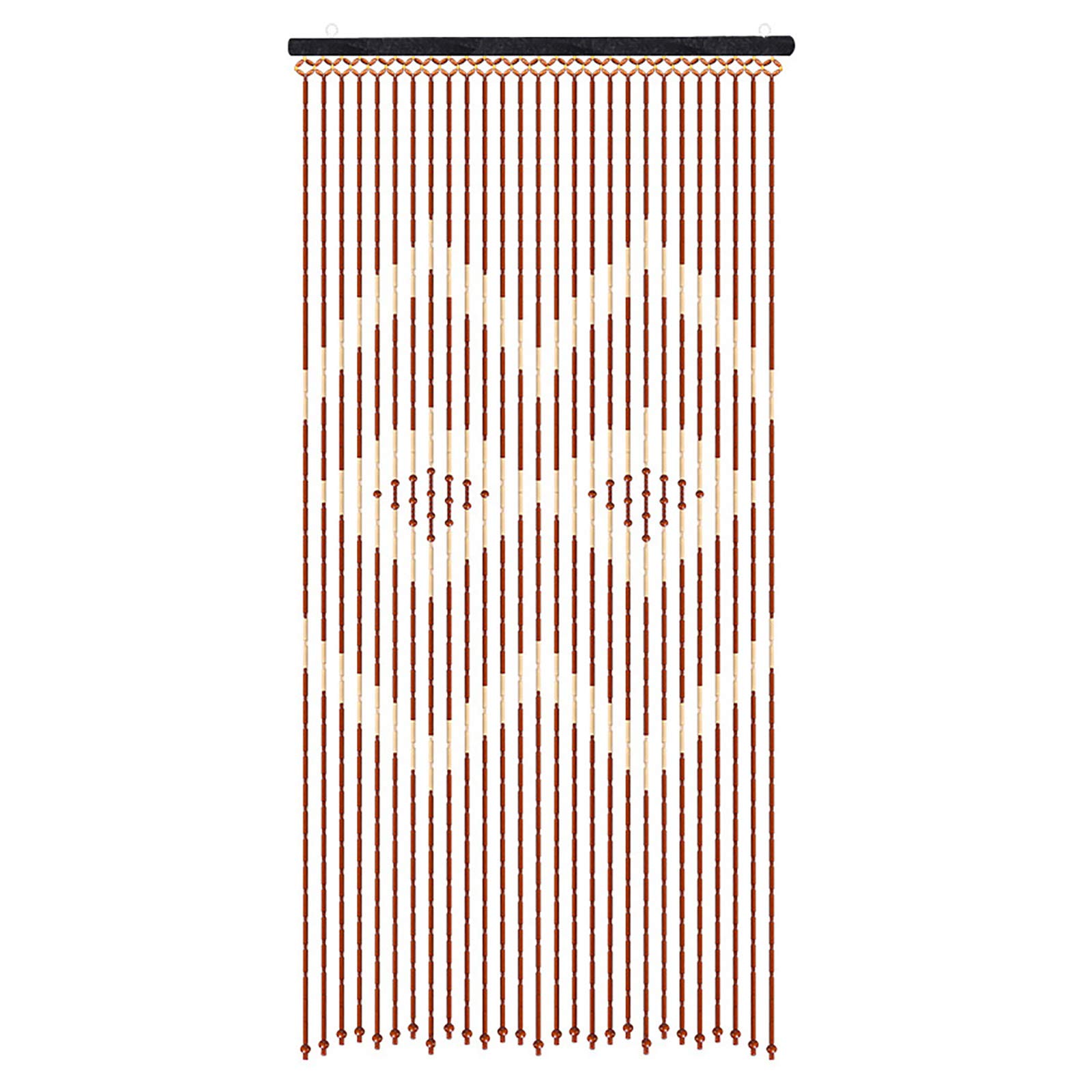 YIYIBYUS 90x175cm Wooden Bead Curtain - 27 Lines Handwoven Macrame Door Curtain with Jagged Pattern, Natural Boho Wall Hanging for Doorway, Window, Wedding Backdrop & Room Divider | Perfect for Boho Home Decor, Bedroom, Living Room & Archway