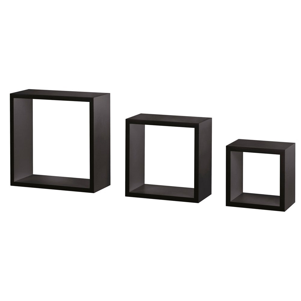 Black Frame Cube Shelf Set - Modern Storage Organizer for Living Room, Bedroom, or Office - Stackable Modular Shelving Unit for Home Decor and Display