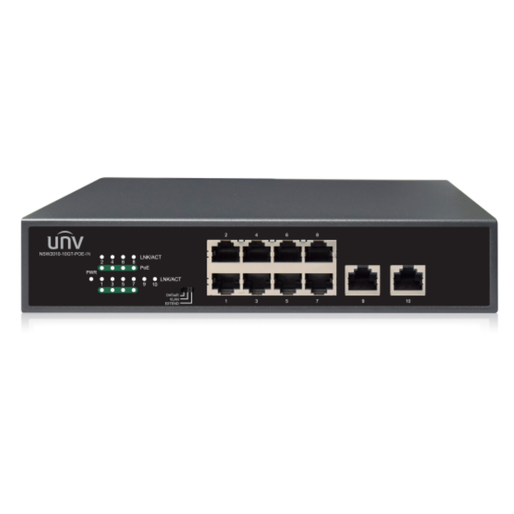 Uniview NSW2010 10GT POE IN 8 Port Gigabit PoE Switch - Power Over Ethernet Network Switch for IP Cameras, VoIP Phones & Wireless Access Points