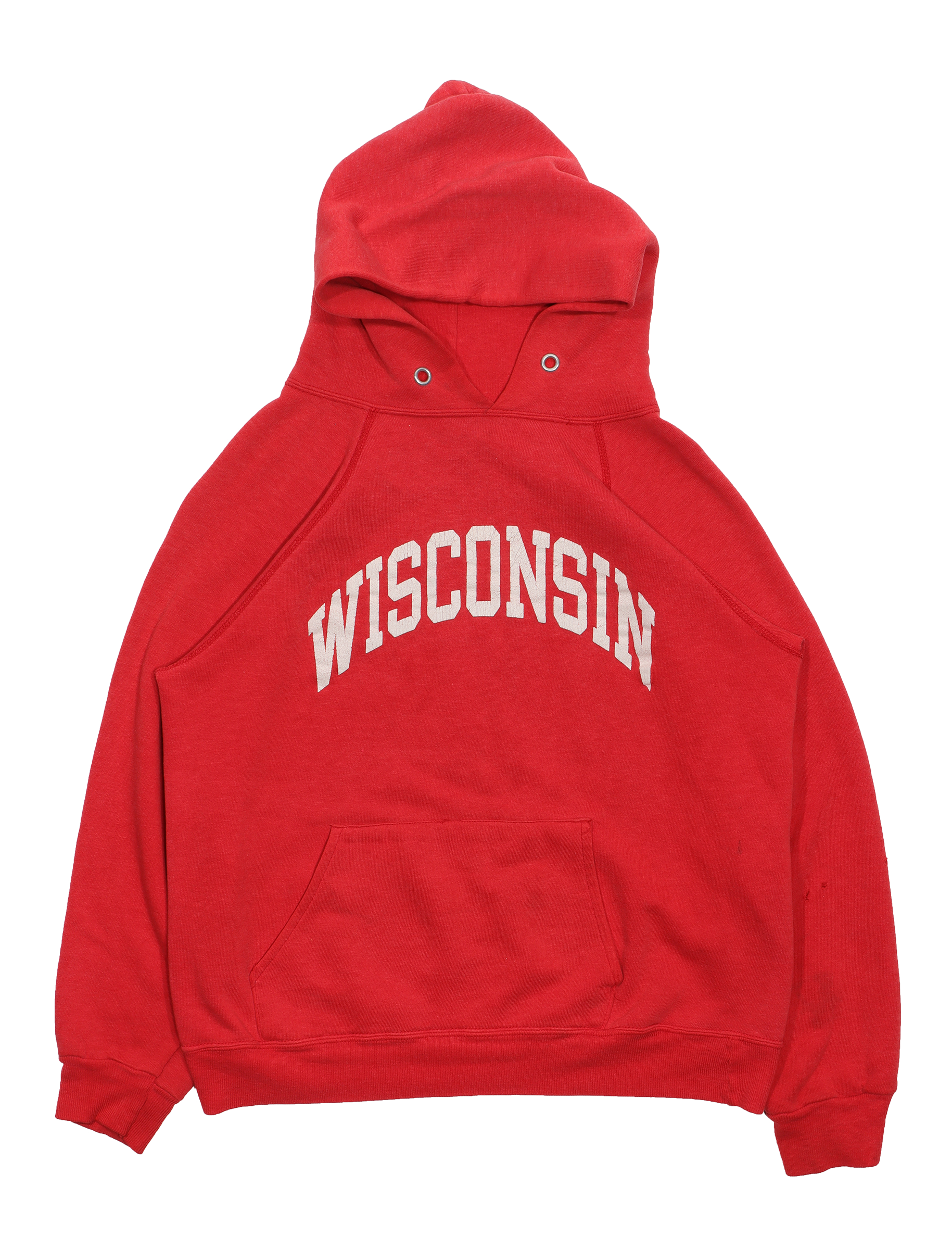 Vintage 1980s Champion Wisconsin Hoodie - Retro Pullover Sweatshirt for Men & Women - Perfect for College Campuses, Game Days & Casual Streetwear