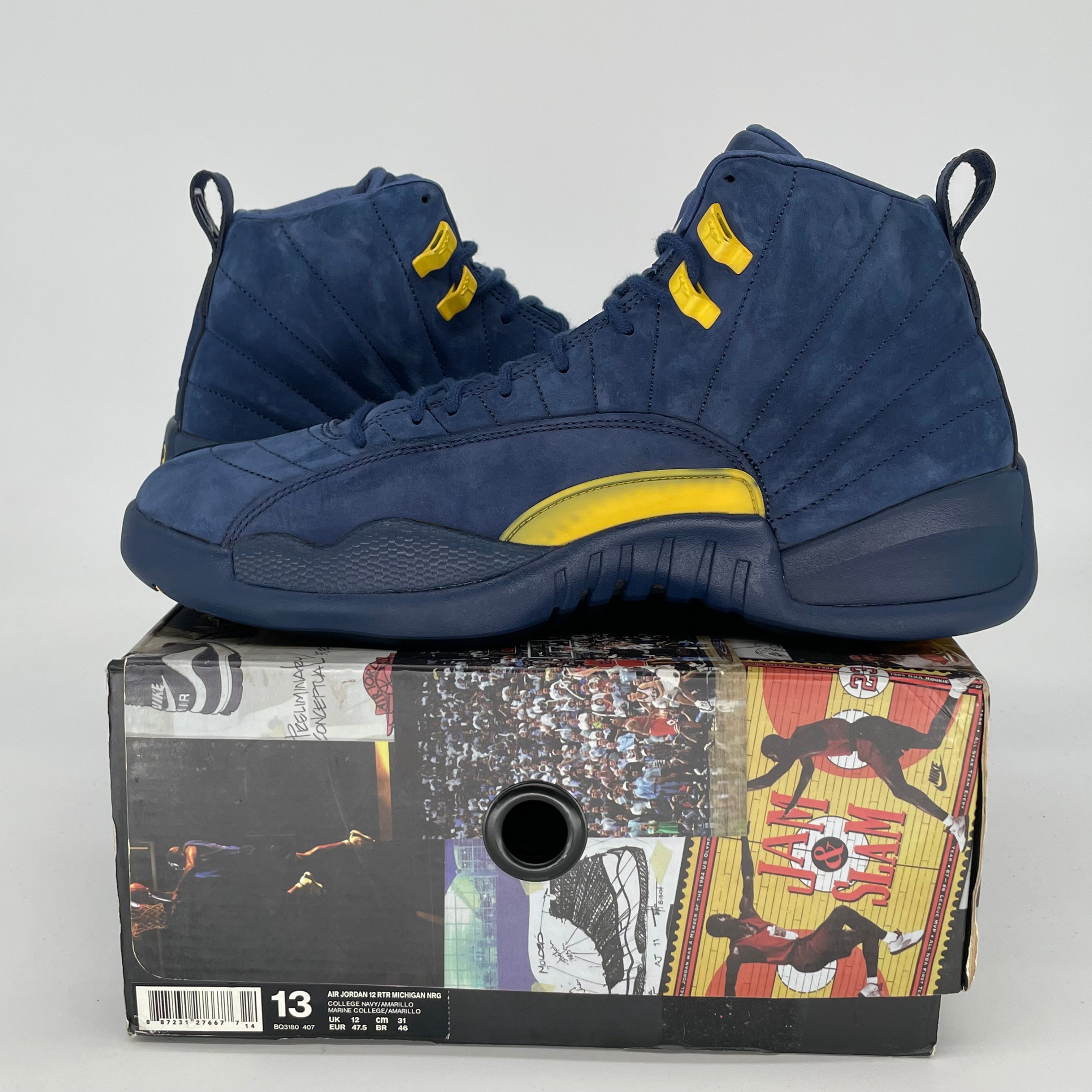 AIR JORDAN 12 Michigan Basketball Shoes Men's Size 13 - BQ3180-407 | Retro Sneakers for Basketball, Streetwear & Casual Outfits