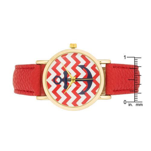 Premium Nautical Red Leather Watch for Men - Waterproof & Stylish - Perfect for Diving, Sailing & Everyday Wear