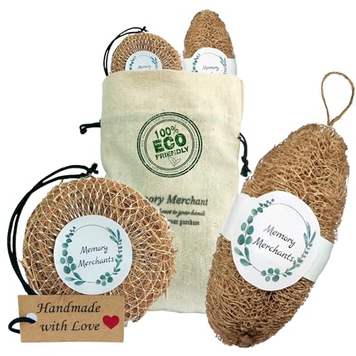 Organic Loofah & Vetiver Bath Sponge for Exfoliating - Natural Body Scrubber for Face, Back & Shower | Eco-Friendly Spa & Skincare Essential | Perfect for Sensitive Skin & Daily Detox Routine