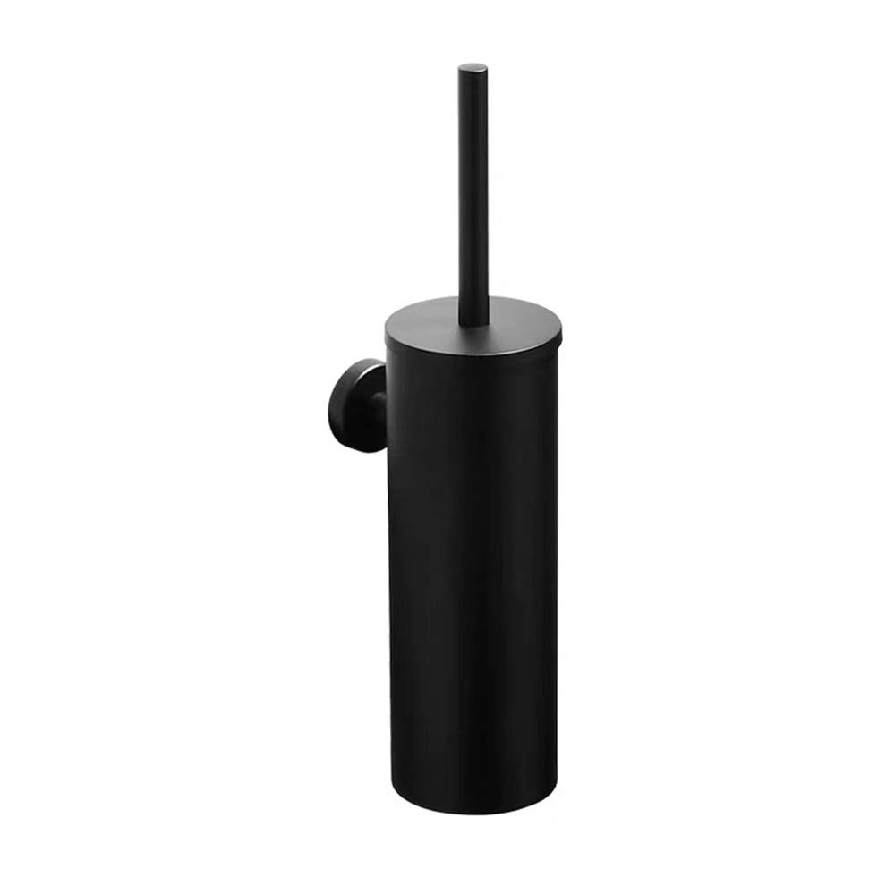 Stainless Steel Wall Mounted Toilet Brush Holder - Matte Black Bathroom Organizer, SUS304 Round Toilet Brush Shelf for Modern Bathroom Decor | Space-Saving & Hygienic Solution for Small Bathrooms