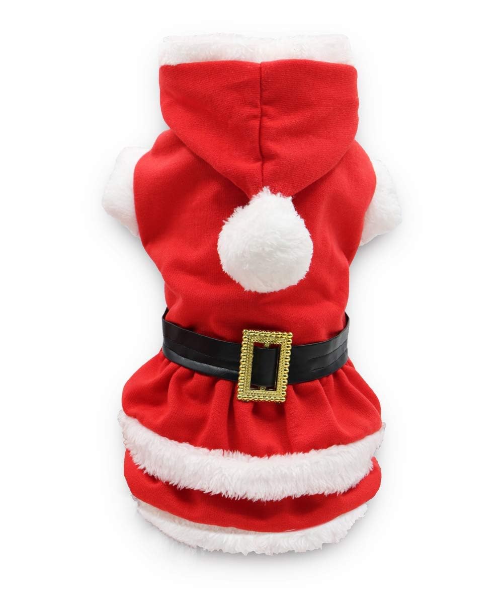 DroolingDog Pet Christmas Costume - Santa Claus Dress for Small Dogs & Puppies, Red XS | Perfect for Holiday Photos, Parties & Festive Celebrations
