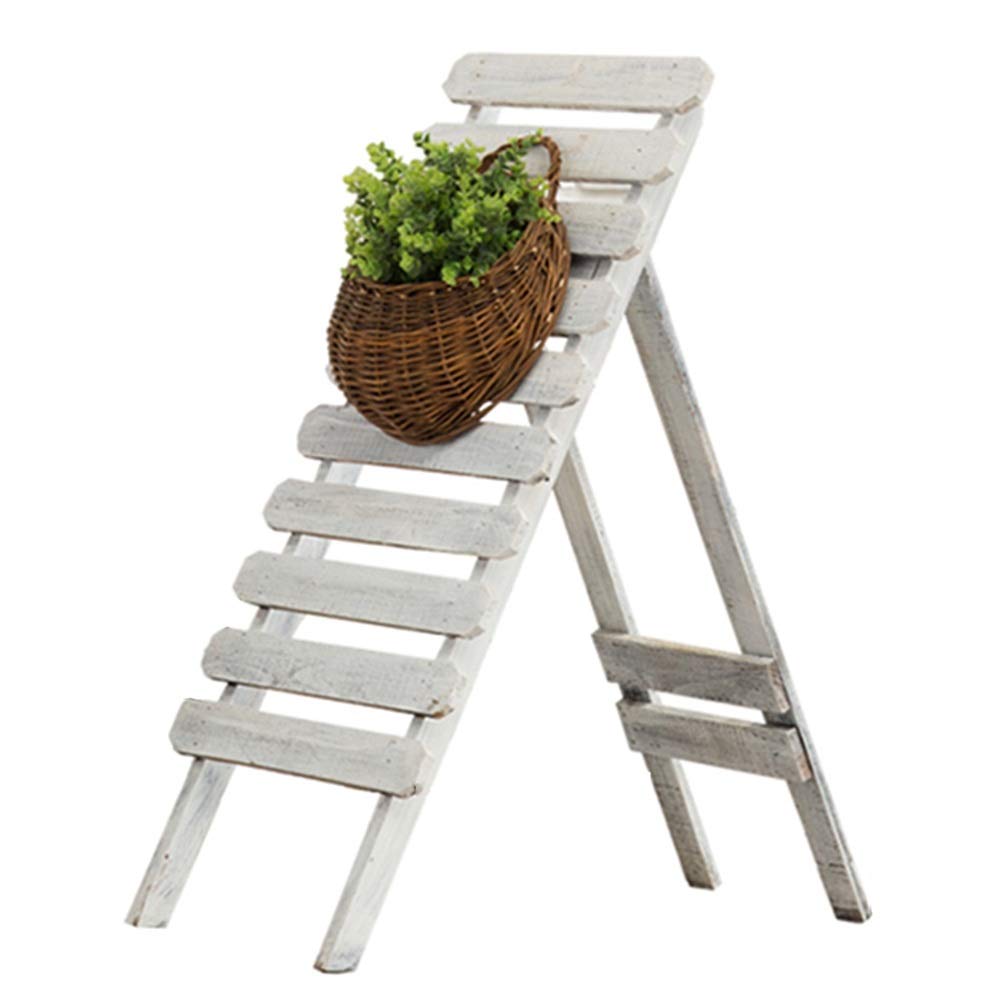 **ZENGAI Solid Wood Plant Stand - Waterproof Retro Hanging Display for Indoor & Outdoor Use - Perfect for Cafe, Patio, Home Decor (White, 43x47x100cm) - Ideal for Succulents, Flowers & Small Plants**